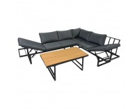 Záhradný set Ilaria - čierna / tmavosivá / prírodná 