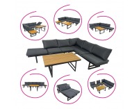 Záhradný set Ilaria - čierna / tmavosivá / prírodná 