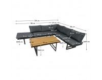 Záhradný set Ilaria - čierna / tmavosivá / prírodná 