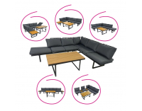 Záhradný set Ilaria - čierna / tmavosivá / prírodná 