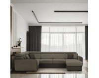 Rohová sedačka U s rozkladom Imperio U L - svetlohnedá / hnedá