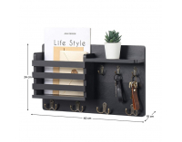 Vešiak na stenu s organizérom Imre - čierna