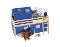 Drevená poschodová posteľ s roštom Indigo 90 - borovica / modrá