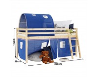 Drevená poschodová posteľ s roštom Indigo 90 - borovica / modrá