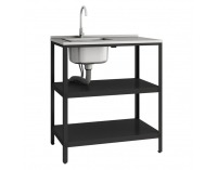 Záhradný kuchynský ostrovček s drezom Ines Typ 4 - čierna