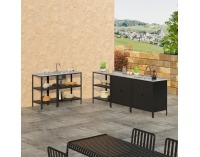 Záhradný kuchynský ostrovček s drezom Ines Typ 4 - čierna