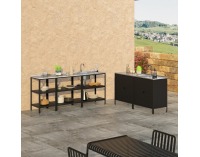 Záhradný kuchynský ostrovček s drezom Ines Typ 4 - čierna