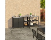 Záhradný kuchynský ostrovček s drezom Ines Typ 4 - čierna