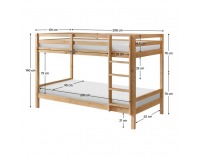 Drevená poschodová posteľ Ineza 90x200 cm - prírodná