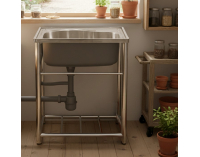 Nerezový kuchynský drez so sifónom Inox New 58x43 cm - chróm