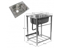 Nerezový kuchynský drez so sifónom Inox New 58x43 cm - chróm