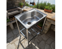 Nerezový kuchynský drez so sifónom Inox New 58x43 cm - chróm