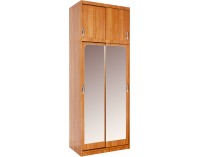 Šatníková skriňa s posuvnými dverami a zrkadlom Irena 4D - jelša
