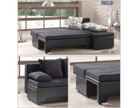 Rohová sedačka s rozkladom a úložným priestorom Janne - PVC portorico čierna / chiro čierna