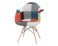 Jedálenská stolička Tobo 3 New - vzor patchwork / buk