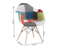 Jedálenská stolička Tobo 3 New - vzor patchwork / buk