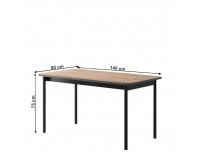 Jedálenský stôl Bergen BL140 - dub Jackson Hickory / grafit / čierna