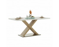 Jedálenský stôl Farnel - dub sonoma / biely lesk