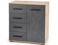 Jednodverová komoda so zásuvkami Lima KM2 - dub wotan / sivá