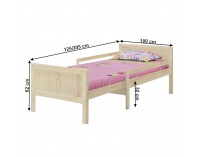 Jednolôžková posteľ s nastaviteľnou dĺžkou Eunika 90x200 cm - prírodná
