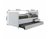 Jednolôžková posteľ s prístelkou Emira 90x200 cm - biela
