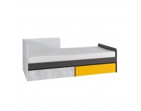 Jednolôžková posteľ s roštom Matel B7 90 - biela / sivý grafit / enigma / žltá