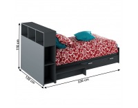 Jednolôžková posteľ s úložným priestorom Alexia 90x200 cm - sivá grafit