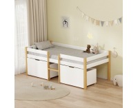 Detská posteľ s úložným priestorom Juna 90x200 cm - biela / dub