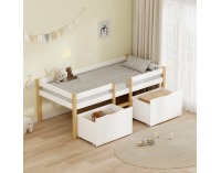 Detská posteľ s úložným priestorom Juna 90x200 cm - biela / dub