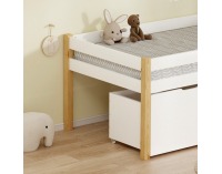 Detská posteľ s úložným priestorom Juna 90x200 cm - biela / dub