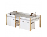 Detská posteľ s úložným priestorom Juna 90x200 cm - biela / dub
