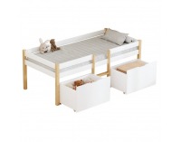 Detská posteľ s úložným priestorom Juna 90x200 cm - biela / dub