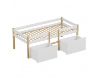 Detská posteľ s úložným priestorom Juna 90x200 cm - biela / dub