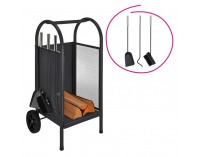 Stojan na drevo s krbovým náradím Kafer - čierna