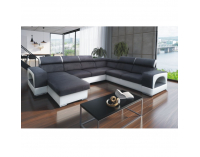 Rohová sedačka U s rozkladom a úložným priestorom Kamelia P - biela / sivá