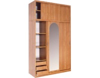 Šatníková skriňa s posuvnými dverami a zrkadlom Kamma 6D - jelša