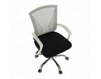 Kancelárske kreslo s podrúčkami Izolda - sivá / čierna / biela / chróm