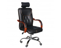 Kancelárske kreslo s podrúčkami Zakar - čierna / čerešňa / chróm