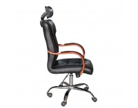 Kancelárske kreslo s podrúčkami Zakar - čierna / čerešňa / chróm