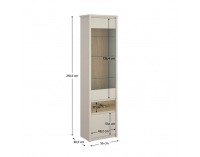 Vitrína Karos 1D1W1S - kašmír / dub evoke