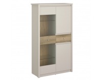 Trojdverová vitrína so zásuvkou Karos 2D1W1S - kašmír / dub evoke