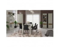 Trojdverová vitrína so zásuvkou Karos 2D1W1S - kašmír / dub evoke