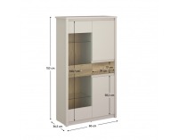 Trojdverová vitrína so zásuvkou Karos 2D1W1S - kašmír / dub evoke