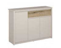 Trojdverová komoda so zásuvkou Karos 3D1S - kašmír / dub evoke