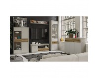 Trojdverová komoda so zásuvkou Karos 3D1S - kašmír / dub evoke