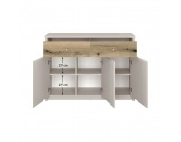 Trojdverová komoda so zásuvkami Karos 3D2S - kašmír / dub evoke