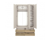 Trojdverová šatníková skriňa so zrkadlom Karos 3D4S - kašmír / dub evoke