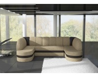 Rohová sedačka U s rozkladom Kaserta L/P - cappuccino / tmavohnedá