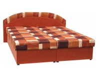 Čalúnená manželská posteľ s úložným priestorom Kasvo M - oranžová / vzor
