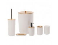 Sada kúpeľňových doplnkov (6 ks) Katrel - biela / prírodná